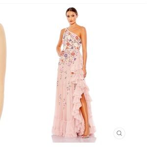 MacDuggal Embellished One Shoulder Asymmetrical Hem